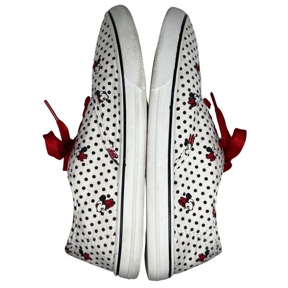 Disney Sneakers Minnie Mouse Polka Dot Canvas Sparkly Laces White Red Black 7 - Picture 9 of 14